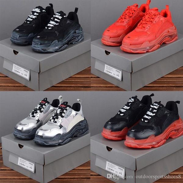 

2019 new triple s sneakers multi-material fashion three-layer s transparent soles men and women oversized shoes designer shoes