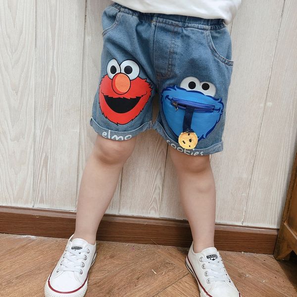 

2020 children's male and female children's cartoon elastic waist shorts baby's casual casual pants jeans and jeans pants, Blue