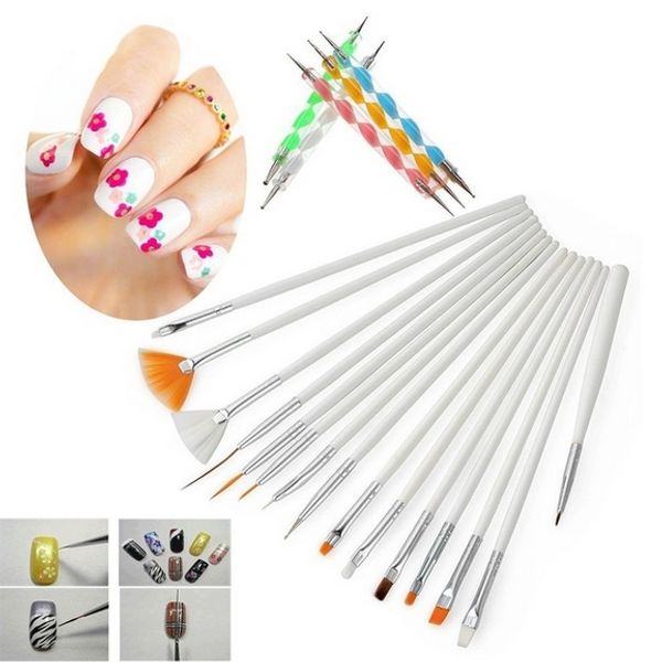 

20pcs nail art design gel painting drawing dotting pen polish brush set