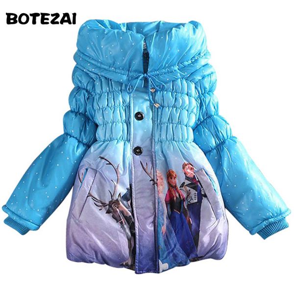 

retail 2017 new children outerwear coats cute cartoon girls warm coat winter child cotton jacket thick cotton-padded clothes, Blue;gray