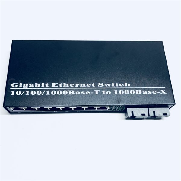 

8utp 2 c 10 100 1000m gigabit ethernet witch ethernet fiber optical media converter ingle mode 8 rj45 utp and 2 c fiber port