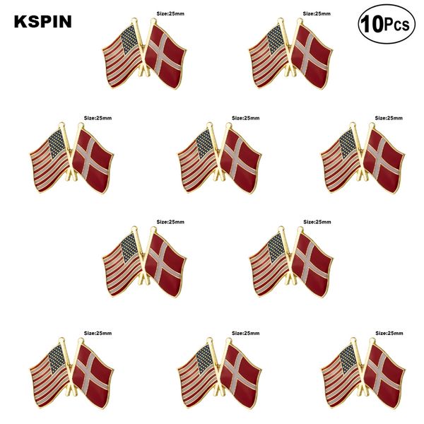 

u.s.a.& denmark lapel pin flag badge brooch pins badges 10pcs a lot, Gray