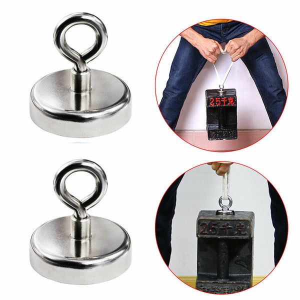 

fishing magnet neodymium super strong retrieving treasure hunt 330lbs pull force round square magnetic steel