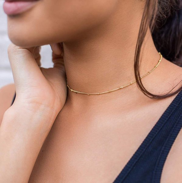 

j.hangke girl love choker for women simplicity charm pure copper chain necklaces pating gold jewelry accesorios mujer naszyjnik, Silver