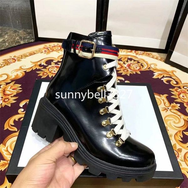 

2019 martin boots with box women's trip embroidered leather ankle boot with sylvie web western booties for women shoes 1gg3s1, Black