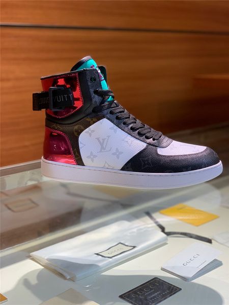 

big size 38-45 luxury designer shoes leather ace mens shoes plus size casual shoes with box dust bag k032, Black