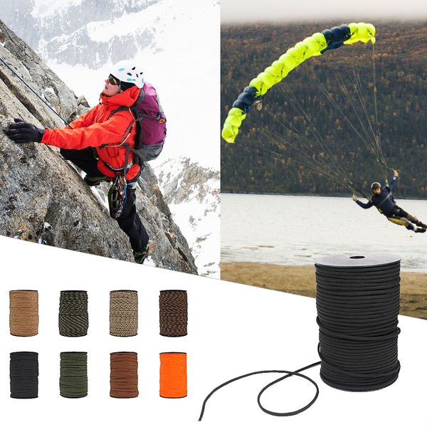 

100m 550 type parachute cord paracord lanyard rope 9 strand cores rescue tent hiking rope roll