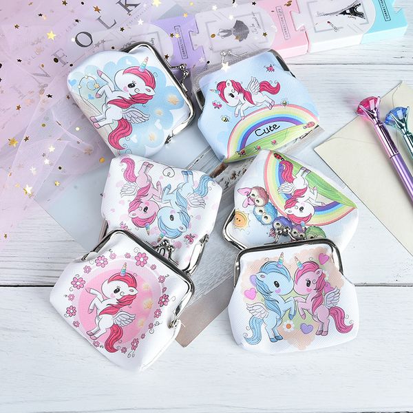 

women cartoon unicorn flamingo coin purse cute small bag clutch wallet zero wallet fashion coin bag, Red;black