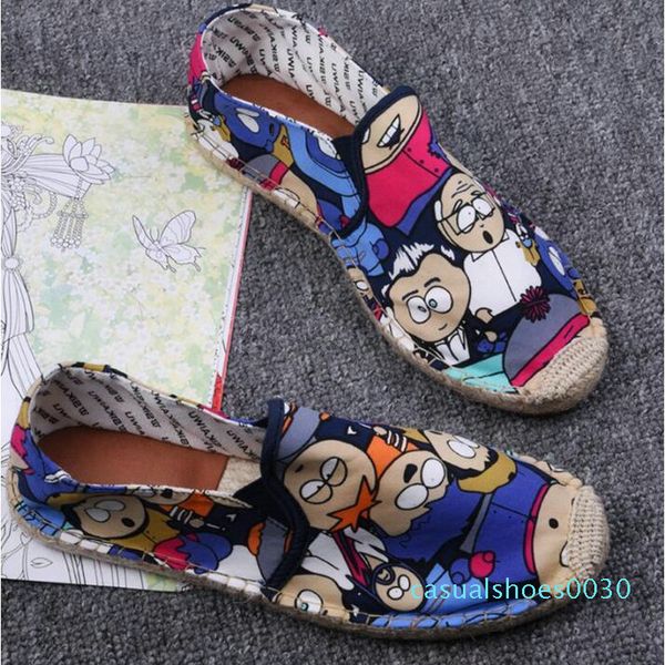 

women casual canvas shoes cartoon linen girl espadrille fisherman shoes ladies flats plimsolls loafers driving shoes lf-5050 c30, Black