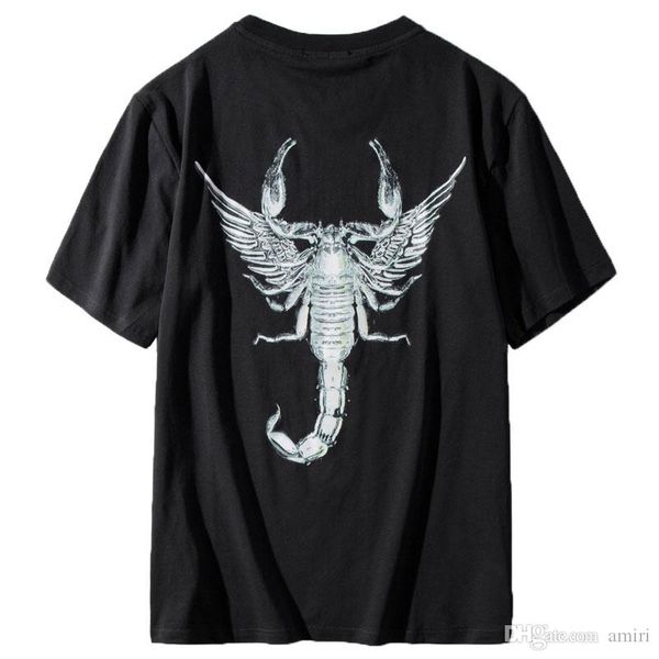 

famous brand mens designer t shirt short sleeve womens casual short sleeves men women scorpion print tees 2 colors, White;black