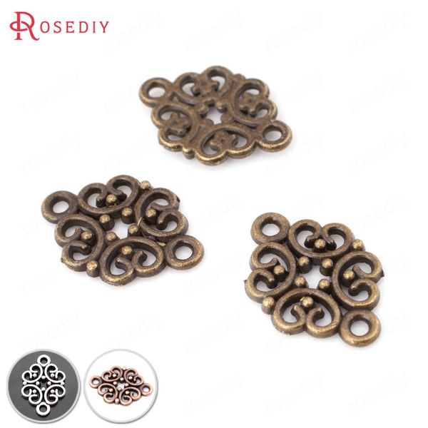 

f497)50 pieces 20*13mm antique bronze zinc alloy flower connect bracelet charms diy jewelry findings accessories wholesale, Bronze;silver