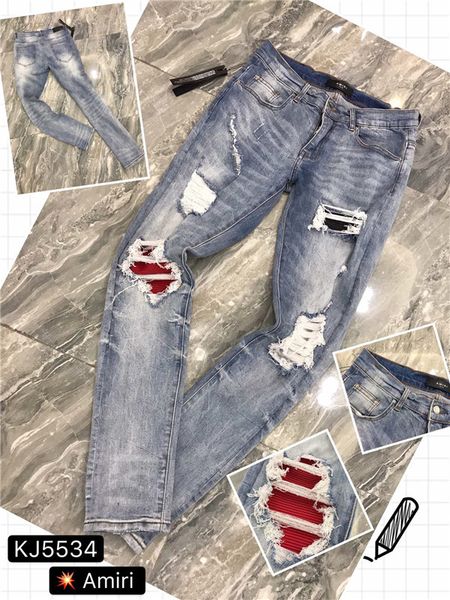 

2020 brand new mens designer jeans luxury jeans men women distressed zipper ripped denim pants mens designer pants size 28-40 a4, Blue