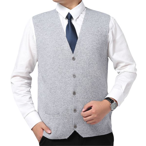 

yjmy inner mongolian cashmere waistcoat men v-neck button pockets knit sweater spring autumn in slava store, White;black