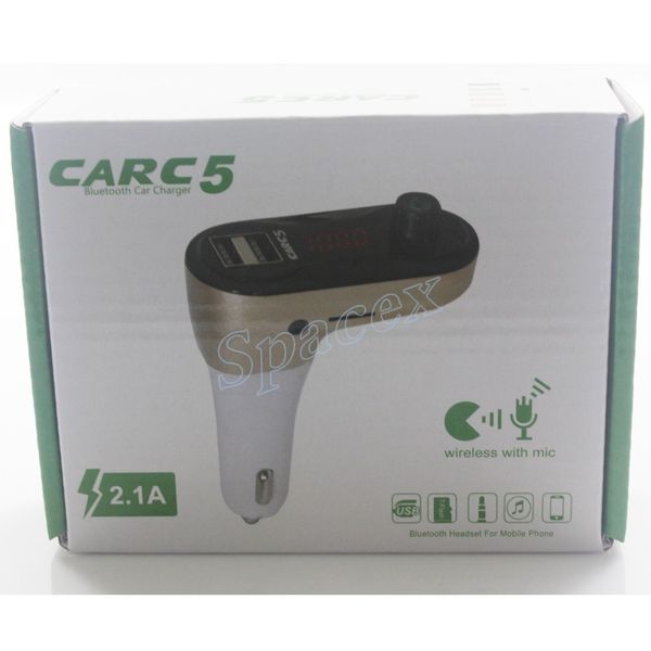 Оптовый автомобиль C5 Bluetooth Mp3 передатчик wiith USB Car Charger Car Kit Aux Hands Free FM -адаптер с розничным пакетом