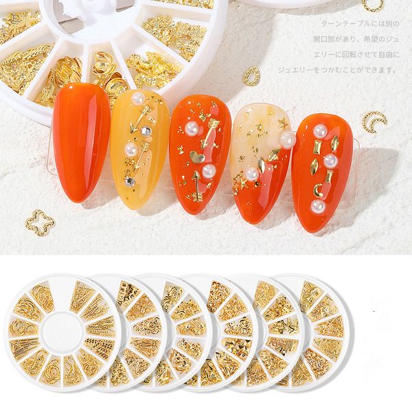 

nail art decorations accessories rivet metal ring mixed diy decoration stickers small round box alloy disc, Silver;gold