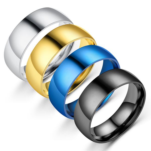 

2020 new 4 colors black gold blue silver blank titanium stainless steel finger ring band mens womens rings for men women wholesale