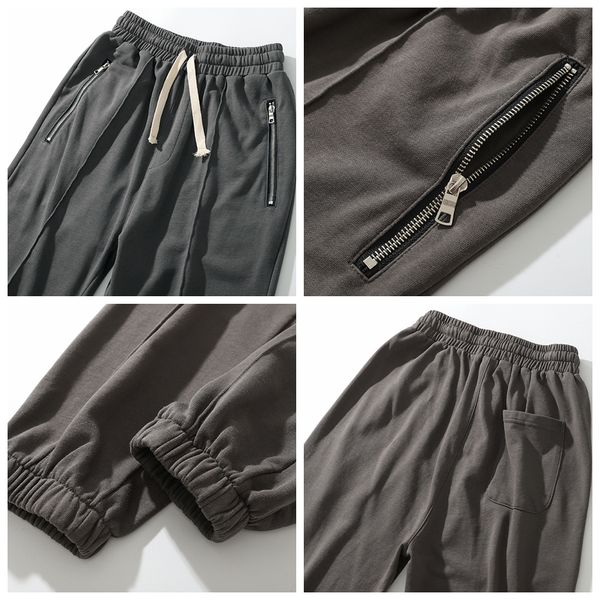 

janpanese drawstring plus size casual baggy pants men loose pantalones hombre boom feet solid streetwear male trousers, Black