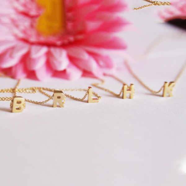 

tiny gold silver initial name necklace 26 letters pendant necklace on neck for women girls gift jewelry xl216, Golden;silver