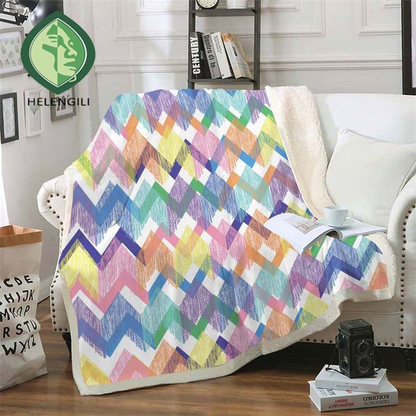 

helengili geometric corrugated sherpa blanket girly floral bedspread velvet plush soft comfortable home camping aircraft blanket