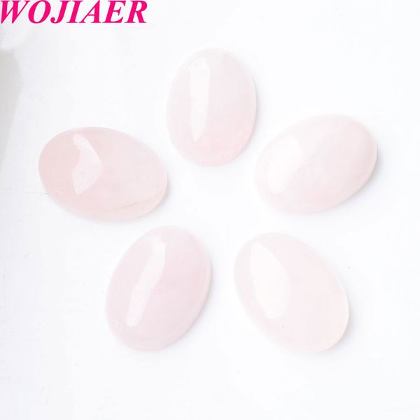 

wojiaer natural pink rose quartz gem stone beads oval cabochon cab no drill hole 18x25x7mm jewelry making du8055, Black