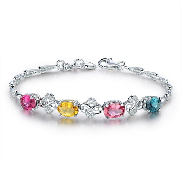 

Elegant Shiny Ladies Jewelry Love Bracelet Rainbow Color Luxury Designer Silver Bracelets Bangles for Women Gift