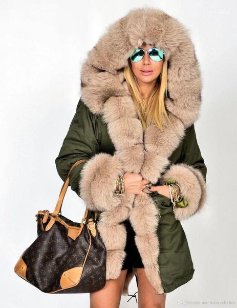 

jackets thick warm winter fur collar designer coats army camouflage military down parkas coat women long down, Black