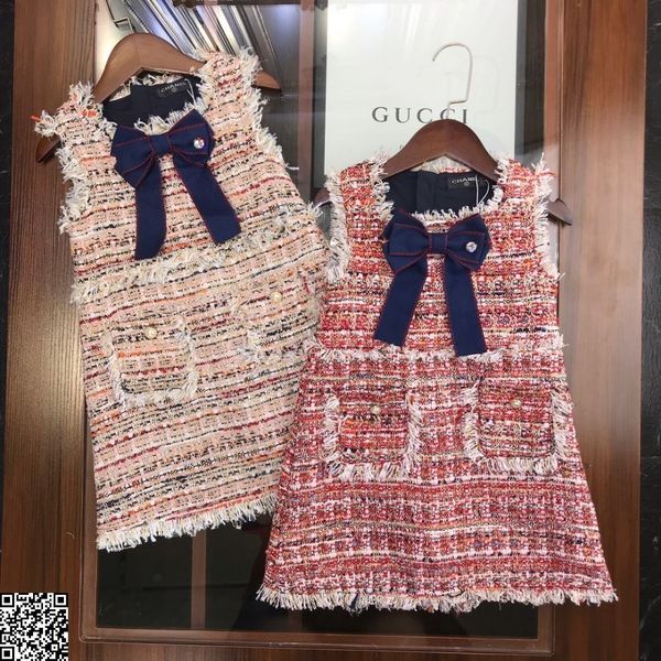 

Girl ve t dre kid de igner clothe autumn and winter knitting ve t dre bow knot decorative fa hion dre