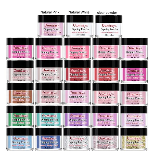 

28colors/set 1oz/jar wholesale pink/red/nude colors oumisaya dipping powder nails set, Silver;gold