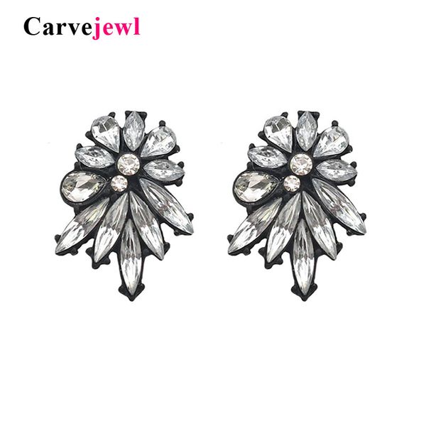 

carvejewl elegant crystal rhinestone chandelier stud earrings for chic women lady's jewelry horse eye stone gold plating earring, Golden;silver
