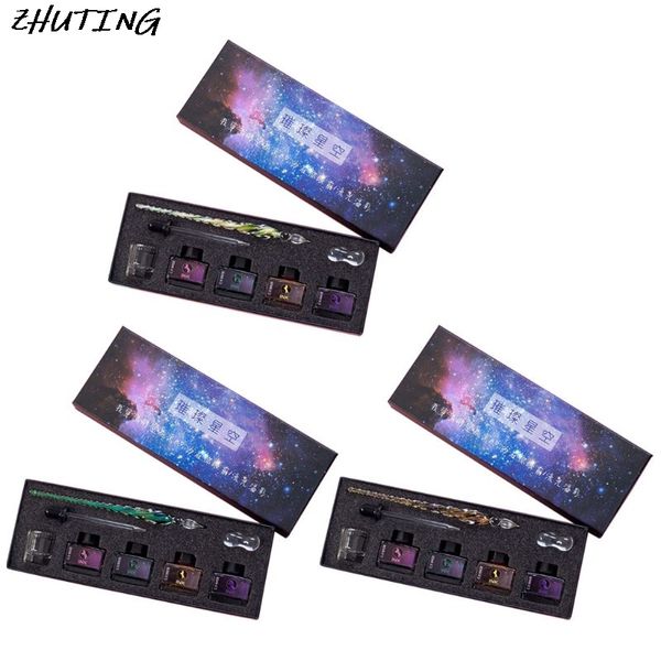 

zhuting starry sky glass dip pen set calligraphy pen glass signature writing draw
