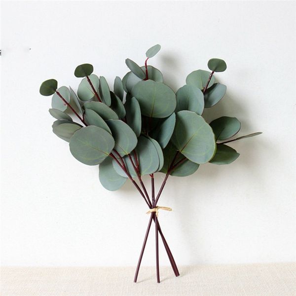 

4pcs artificial eucalyptus leaf pvc floral stem faux greenery eucalyptus leaf for wedding party home craft decor fake plants