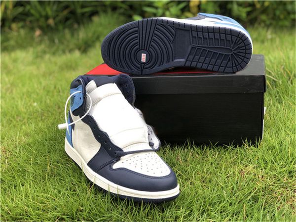 

release air authentic 1 high og obsidian unc white red number mens 1s basketball shoes sneakers with box 555088-140