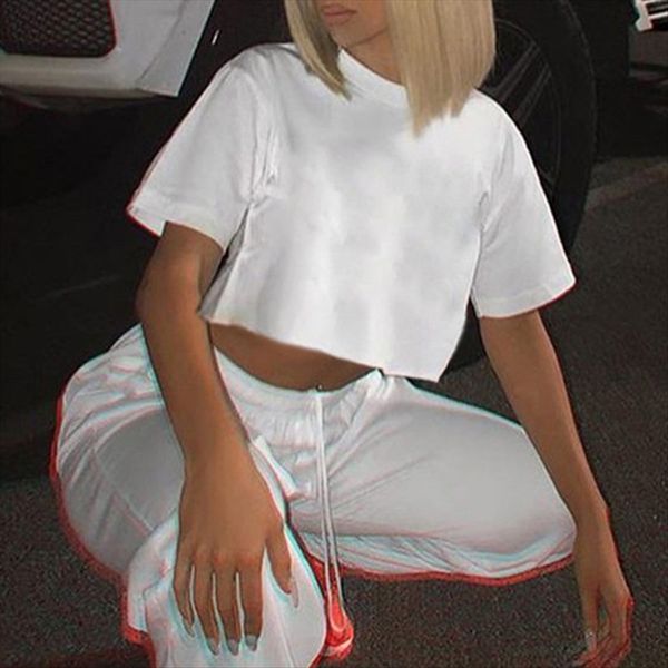 

wind 2020 multicolor navel bottoming women's short-sleeved t-shirt wind 2020 multicolor navel bottoming women's short-slee, White