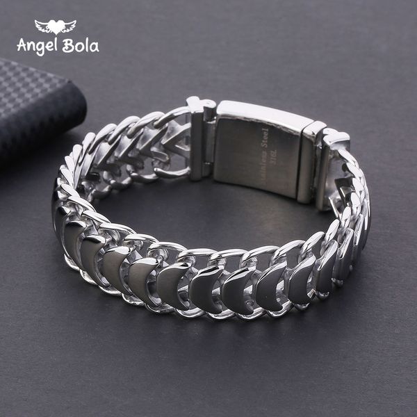

buddha bracelet 20mm heavy men's curb cuban link silver color 316l stainless steel wristband male jewelry with, Golden;silver
