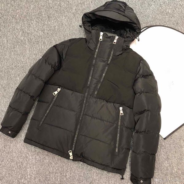

2019 fashion winter coats spliced jackets for men black down jacket double zipper mens jacket inclined zipper laveda