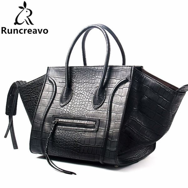 

2018 tuba dumb light crocodile wrinkles embarrassed handbag smiling face woman bat package