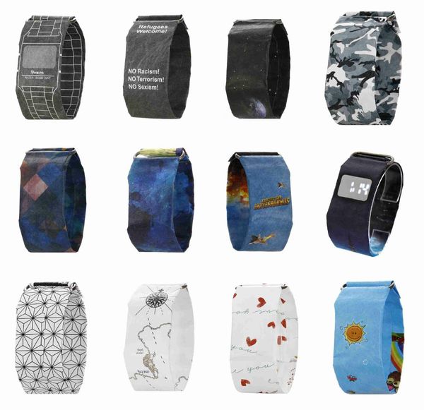 

aismei men women watchs led waterproof tyvek paper strap digital watchs germany female sport watch 2018 new fashion sale, Slivery;brown