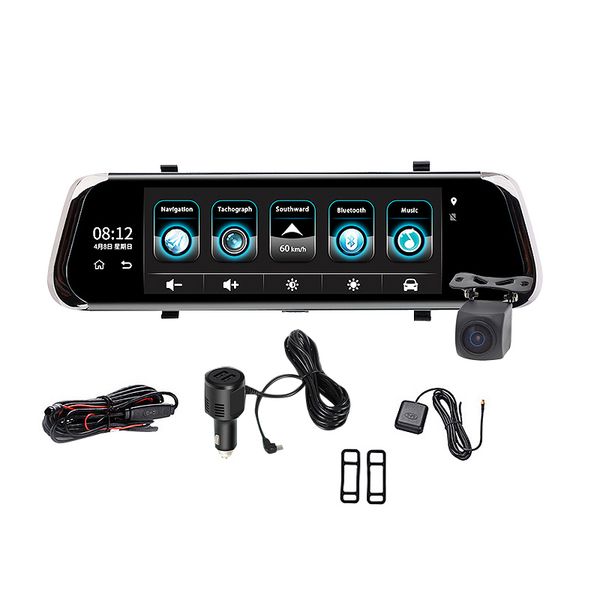 

e08 plus car dvr 10 inch ips press 4g mirror dvr android adas gps fhd 1080p wifi auto registrar rear view mirror with camera