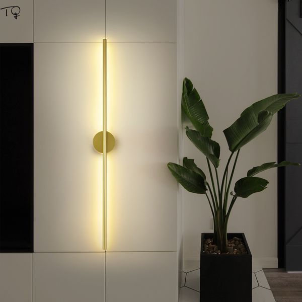 

nordic minimalist led long wall lamp gold lustre art decor wall saconce living room corridor background bathroom bar studio cafe