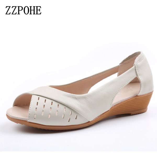 

zzpohe women shoes 2017 summer new fashion genuine leather woman sandals plus size ladies flats sandals female, Black
