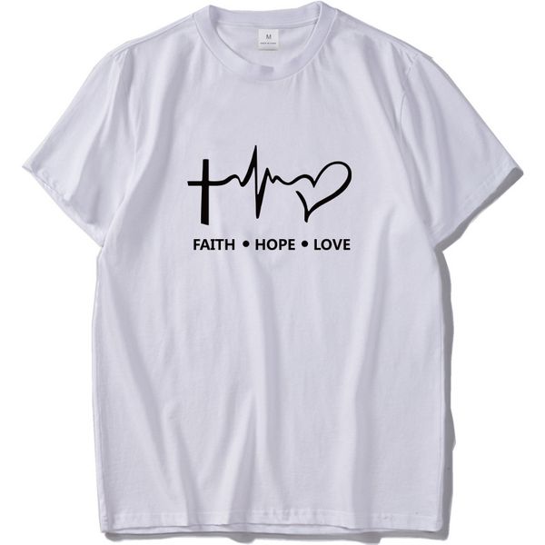 

faith hope love t shirt christian god teen gift tshirt homme 100% cotton short sleeve t-shirt hipster s-xxxl, White;black