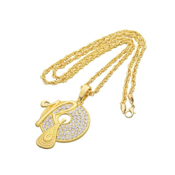

hip hop letter r diamonds pendant necklaces for men women luxury crystal capital letter pendants alloy rhinestone gold chain necklace gifts, Silver