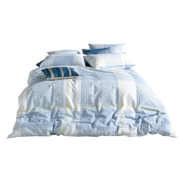 

домашний текстиль свежая синяя полоса seersucker хлопчатобумажная кровать товары четыре комплекта постельных принадлежностей чехлы постельны