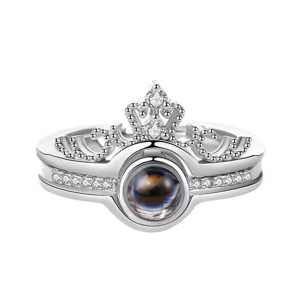 

s925 sterling silver crown two-in-one projection ring luxury designer jewelry ladies engagement ring 6-jz2093