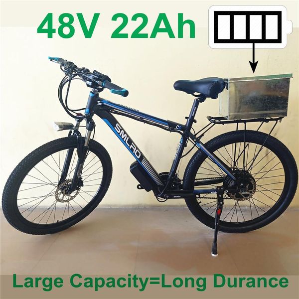 

48v 22ah large lithium battery 26 inch electric bicycle, double disc brakes,suspension fork mountain bike, Silver;blue