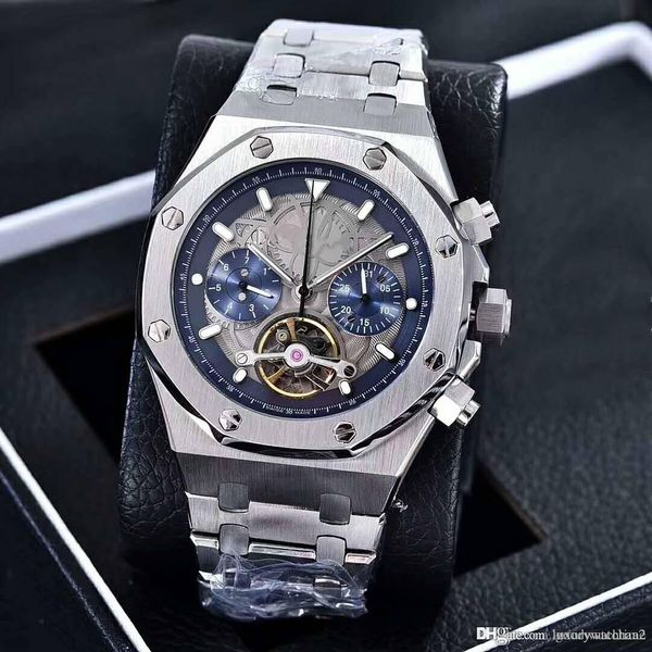 

высокое качество роскошный royal oak 26347 316l сталь турбийон коричневый ажурный циферблат автоматические часы сапфир светящиеся новая моде, Slivery;brown