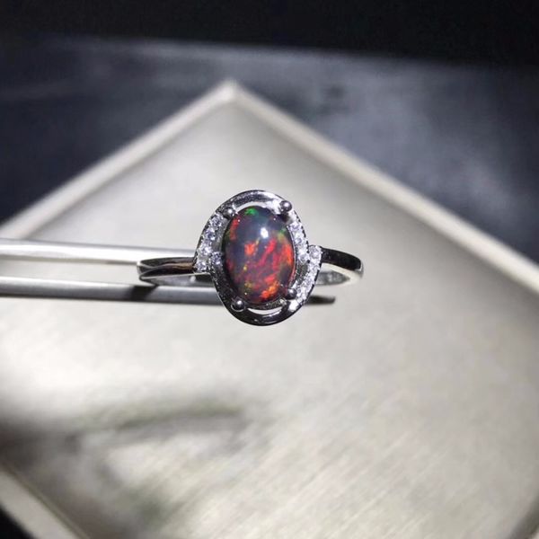 

natural opal woman rings change fire color mysterious 925 silver adjustable size, Golden;silver