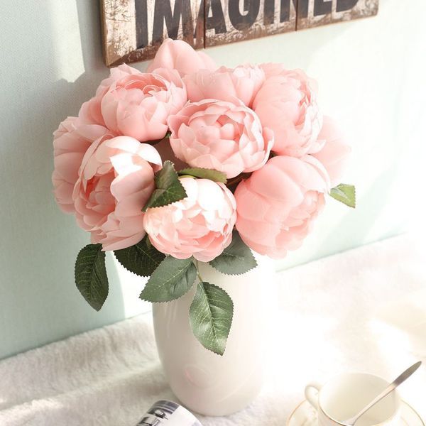

1 bouquet artificial flower rose bud pretty fake plant home l table ornament diy wedding party event supply silk props