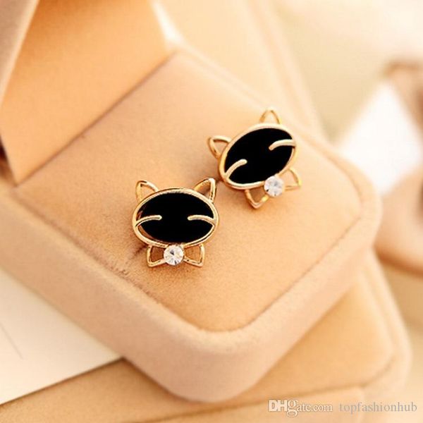 

korean fashion cute black smile, cat earrings, diamond, exquisite, all around, earrings accessories.