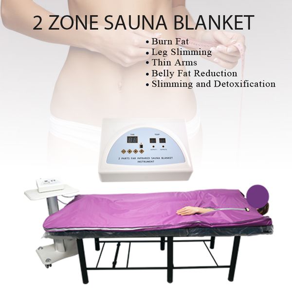 

new model 2 zone fir sauna far infrared body slimming sauna blanket heating therapy slim bag spa body detox machine
